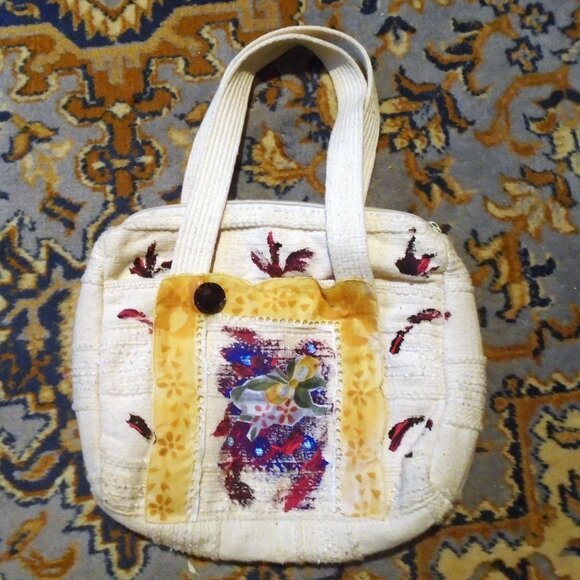 Boho Art Purse is OOAK Vintage 70s Wearable Art - Hippie Cottagecore Bag - Picture 2 of 12